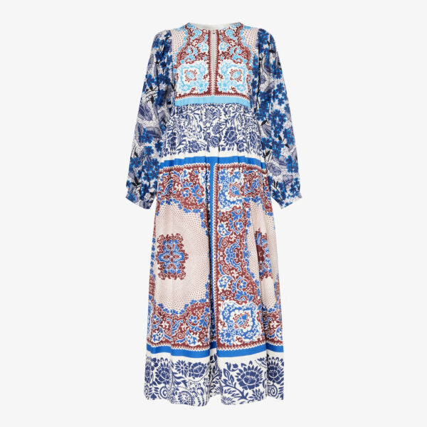 

Платье миди ghiotto из хлопкового поплина с графическим узором Weekend Max Mara, бирюзовый