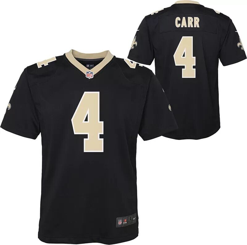 

Черная игровая майка Nike Youth New Orleans Saints Derek Carr #4