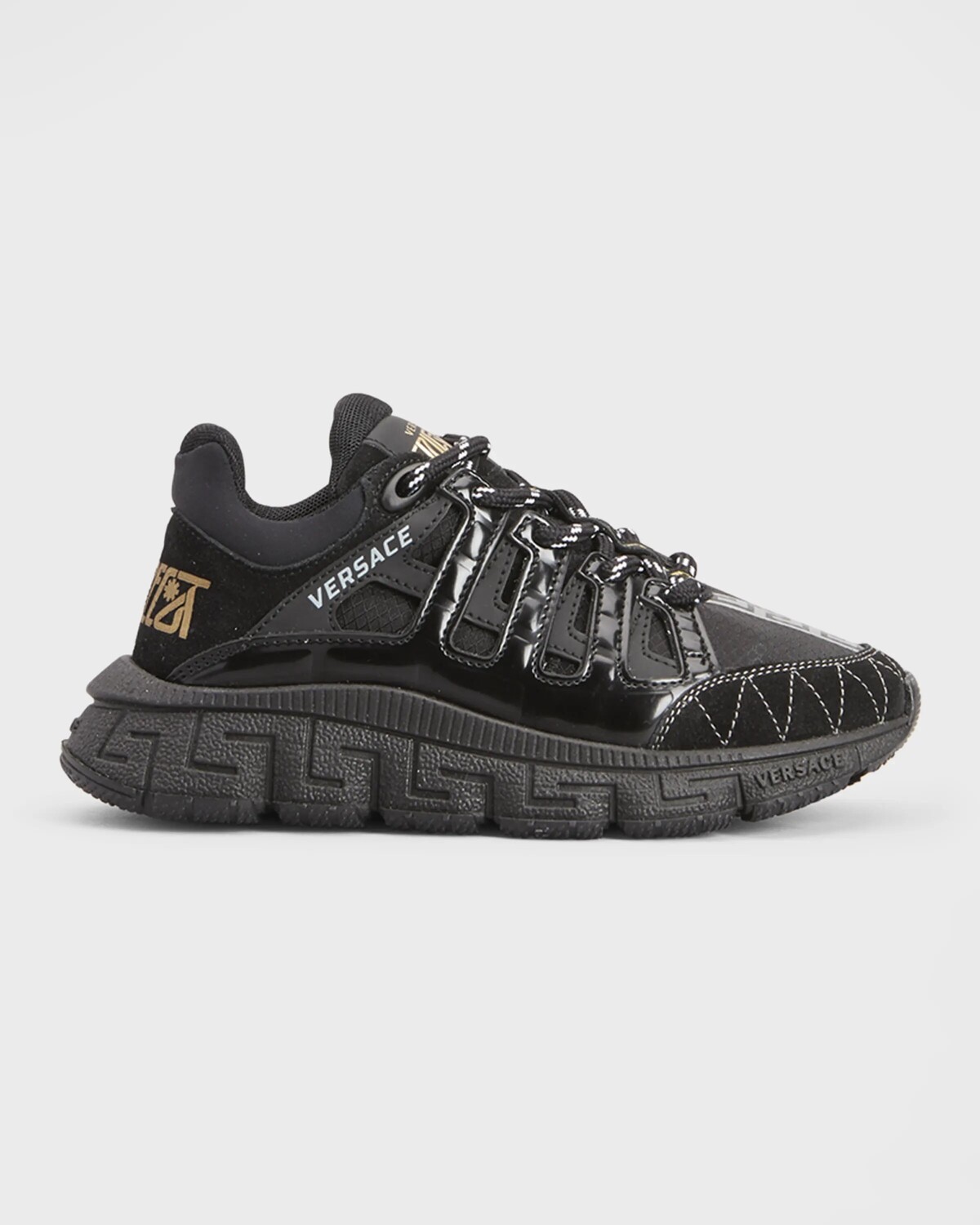 

Детские низкие кеды с принтом Trigreca, детские Versace, цвет Nero/Oro