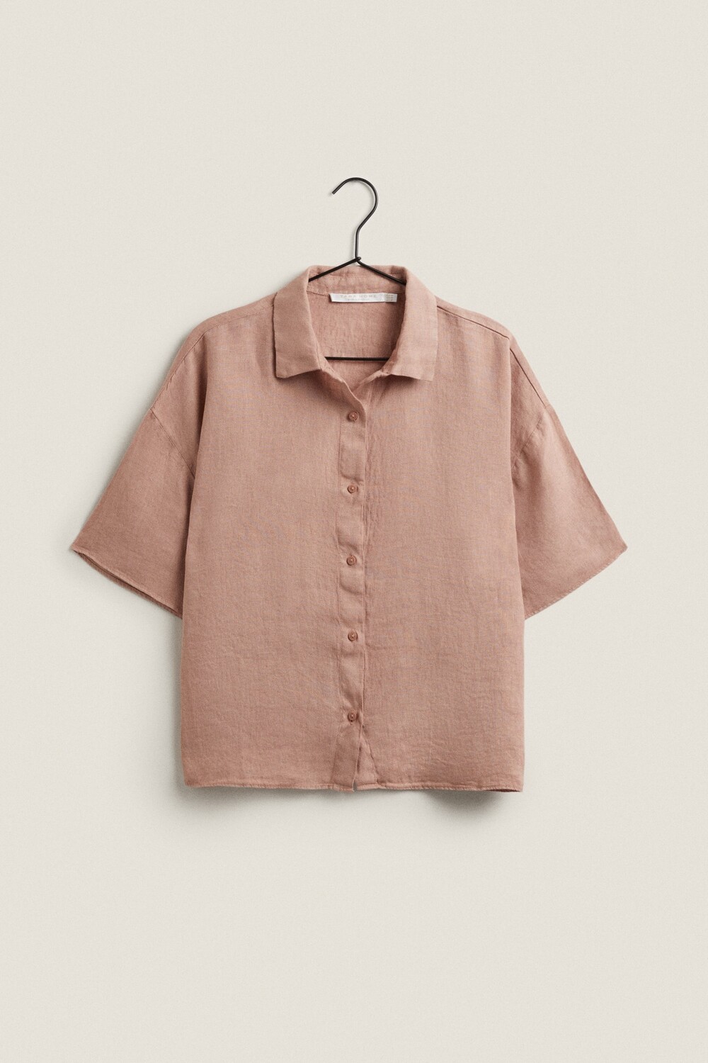 

Рубашка с коротким рукавом Zara, бледно-розовый
