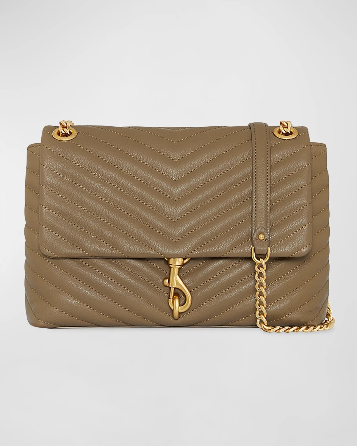 

Стеганая кожаная сумка на плечо Edie с клапаном Rebecca Minkoff, цвет Surplus
