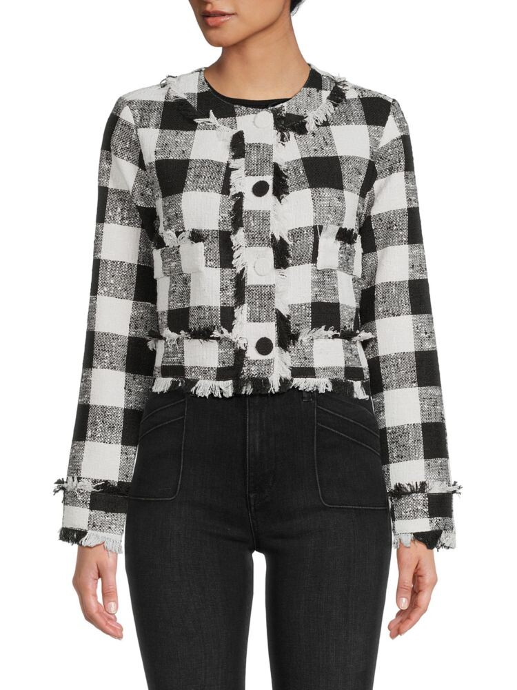 

Укороченная куртка в мелкую клетку с потертостями Wdny, цвет Black Ivory
