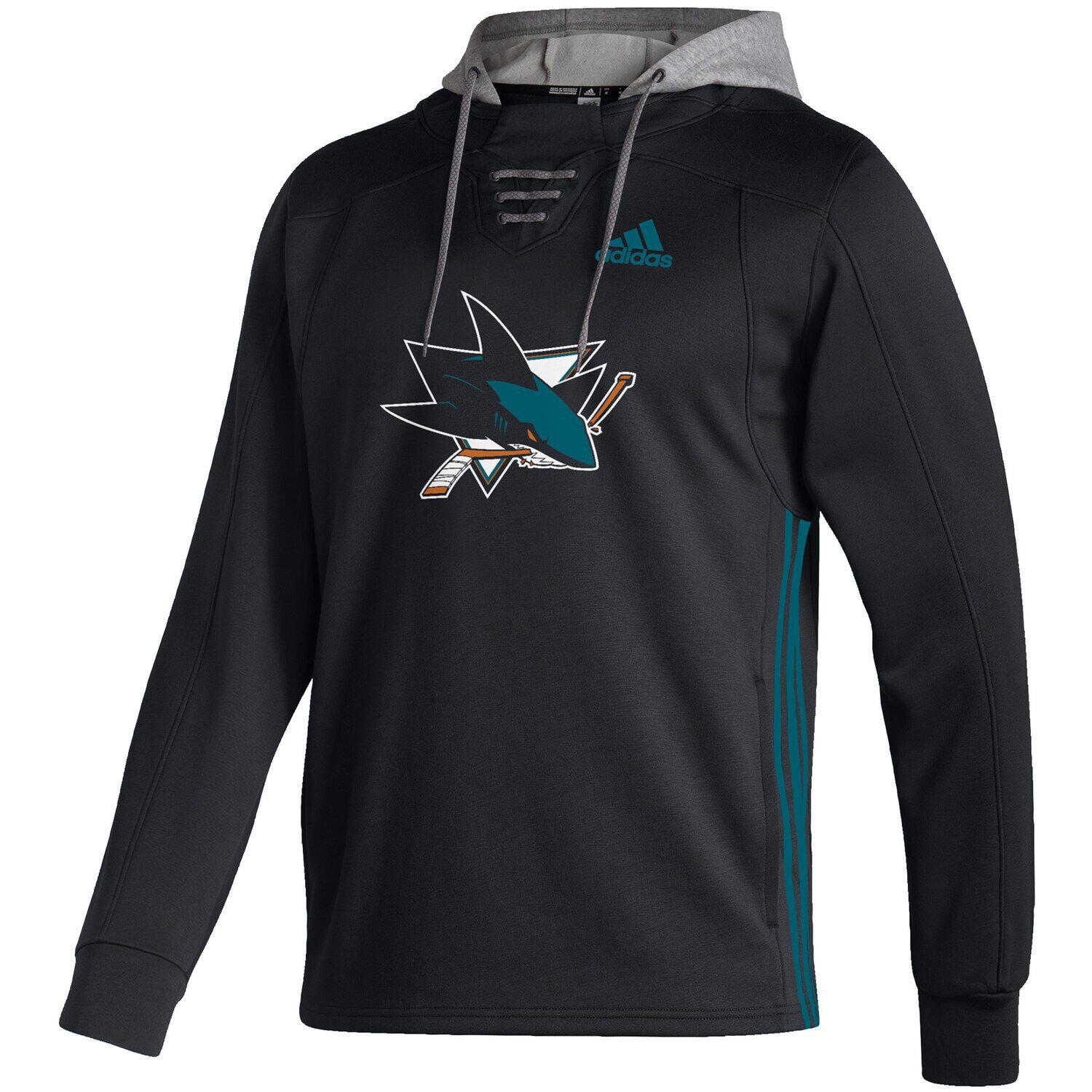 

Мужской черный пуловер с капюшоном San Jose Sharks Skate Lace AEROREADY adidas