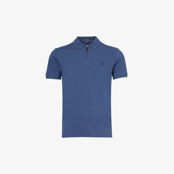 

Рубашка-поло узкого кроя из эластичного хлопка с фирменной вышивкой Polo Ralph Lauren, темно-синий