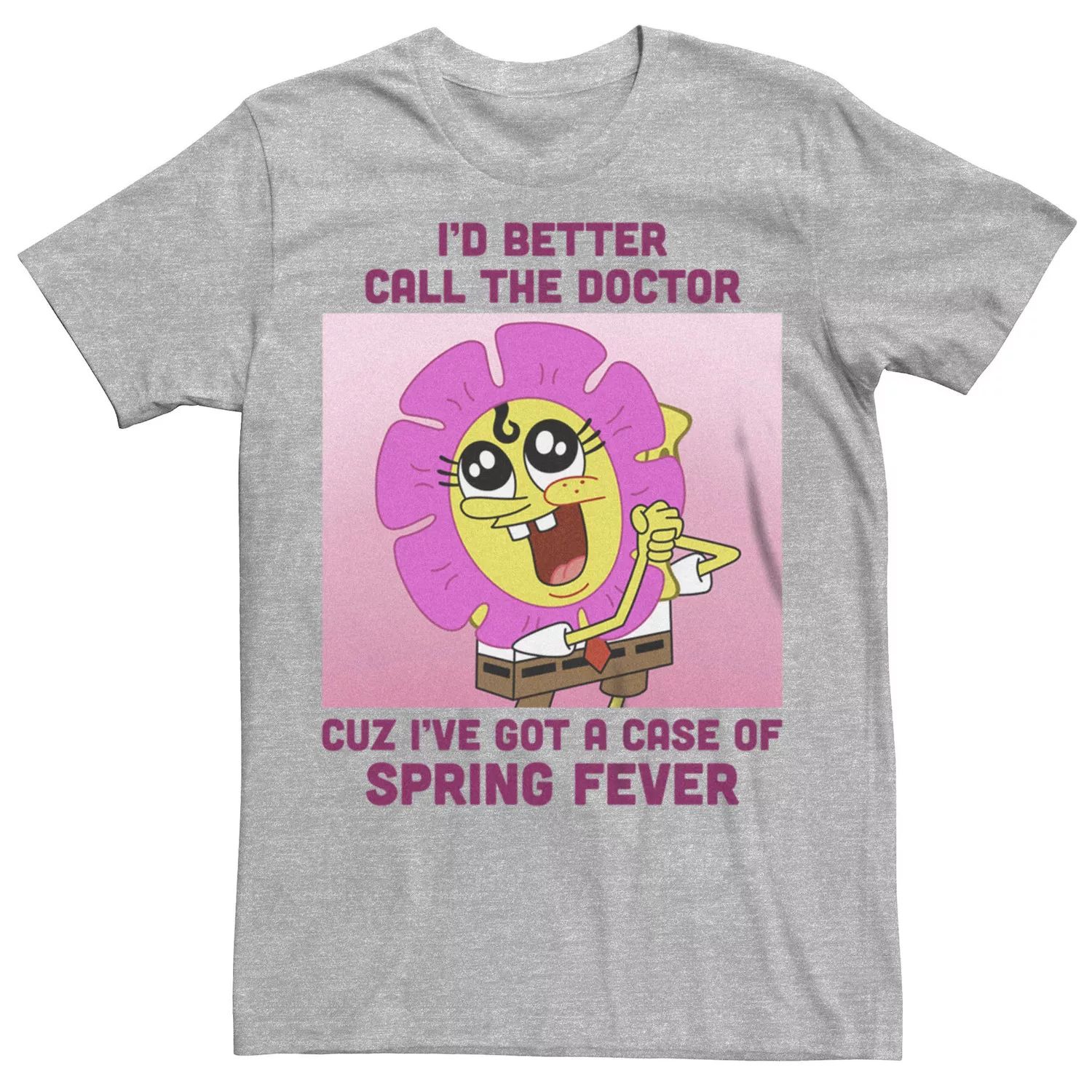 Мужская футболка Nickelodeon SpongeBob SquarePants Spring Fever с цветочным рисунком Licensed Character