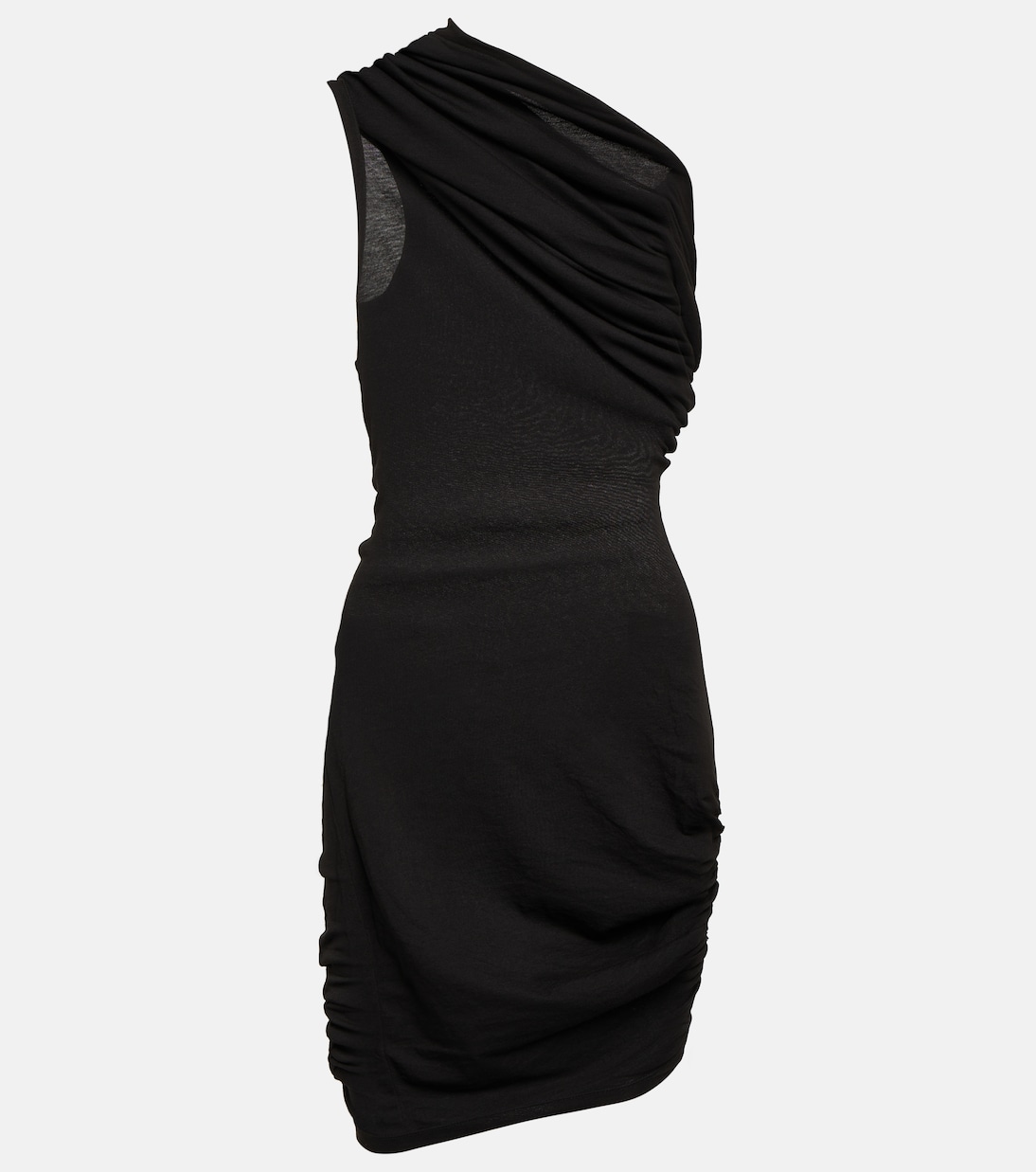 Мини-платье из хлопкового джерси со сборками Entire Studios, черный