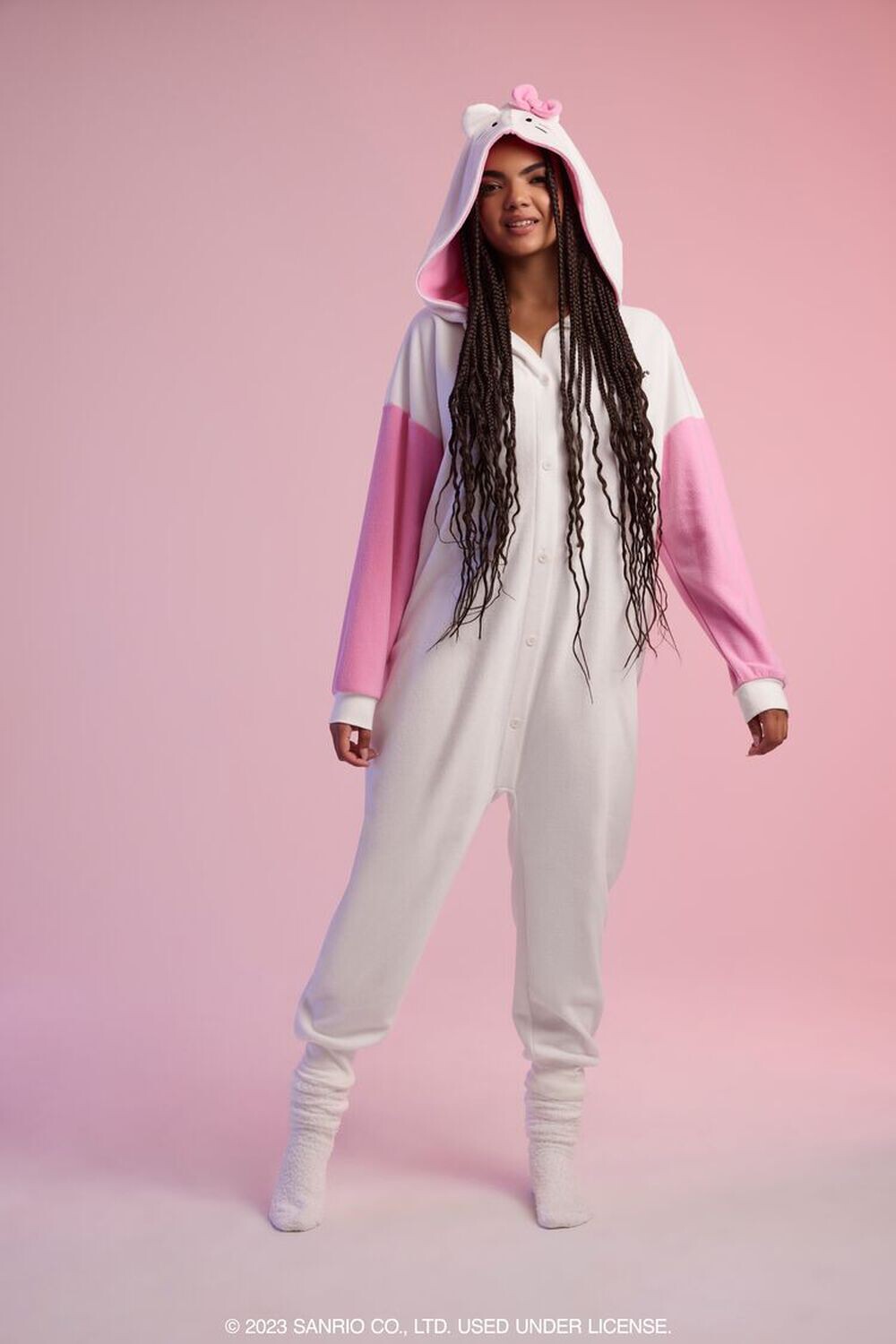 

Пижамный комбинезон Hello Kitty с капюшоном Forever 21, белый