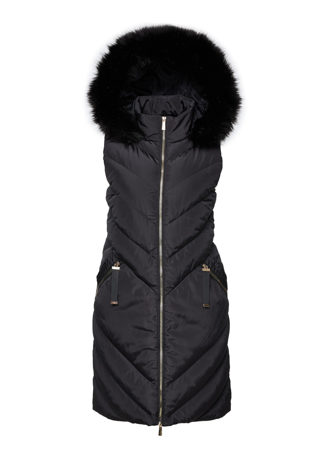 

Утепленный жилет Threadbare Long THB Pire Premium Gillet with Fur Trim, черный