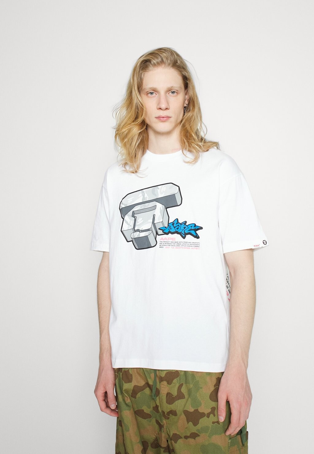

Футболка с принтом AAPE By A Bathing Ape, белый