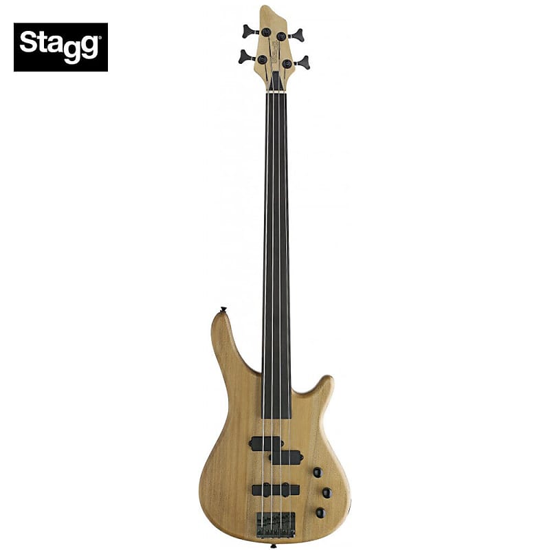 цена Басс гитара Stagg BC300FL-NS Fusion Solid Alder Body Fretless 4-String Electric Bass Guitar