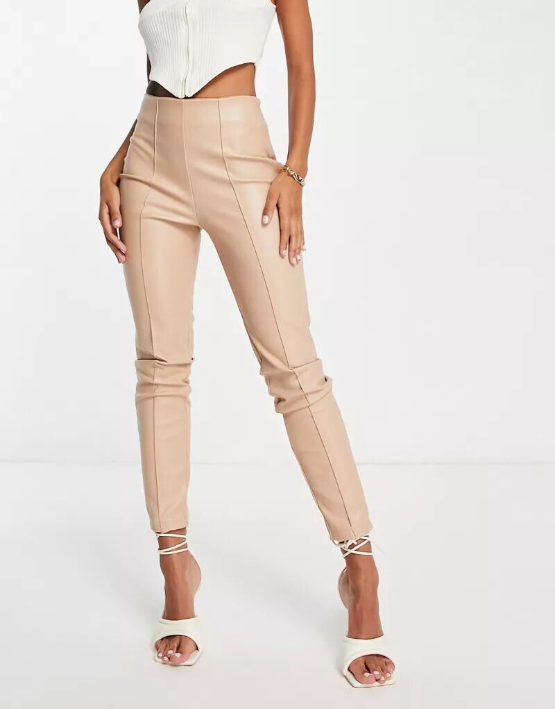 

Брюки-сигареты из искусственной кожи стрейч ASOS