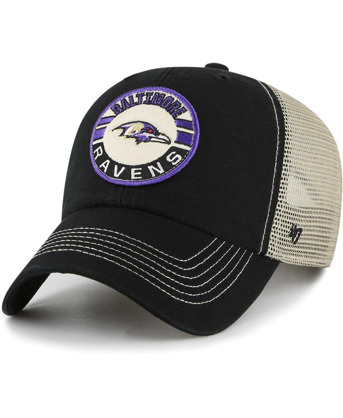 

Мужская черная, натуральная регулируемая шапка Baltimore Ravens Notch Trucker Clean Up '47 Brand