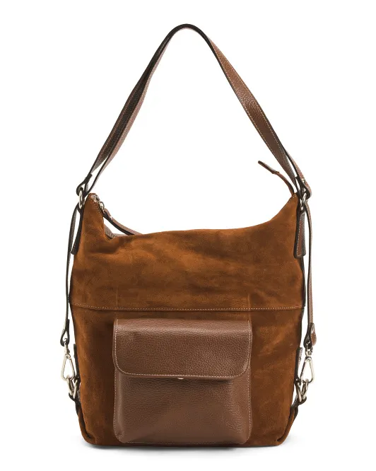 

Сумка-трансформер из замши и кожи Made In Italy Hobo Quarchioni, цвет Burnt
