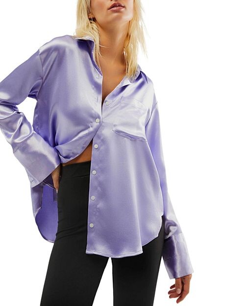 

Рубашка с пуговицами спереди Shooting For the Moon Free People, цвет Purple