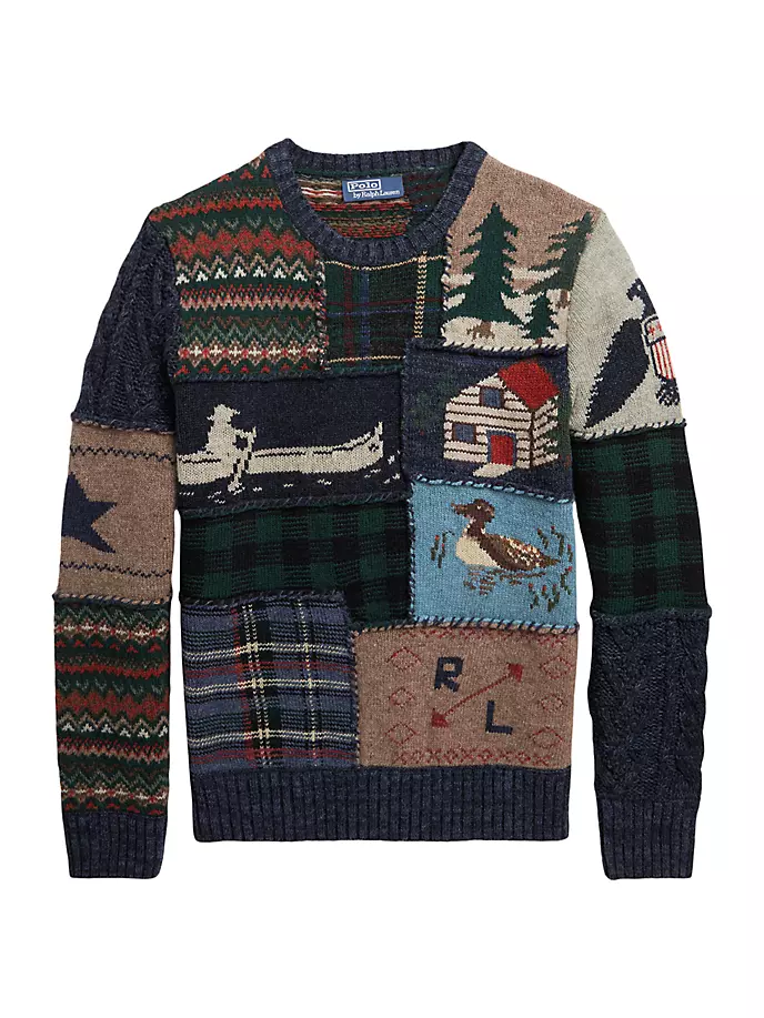 

Свитер из смесовой шерсти в стиле пэчворк Polo Ralph Lauren, мультиколор