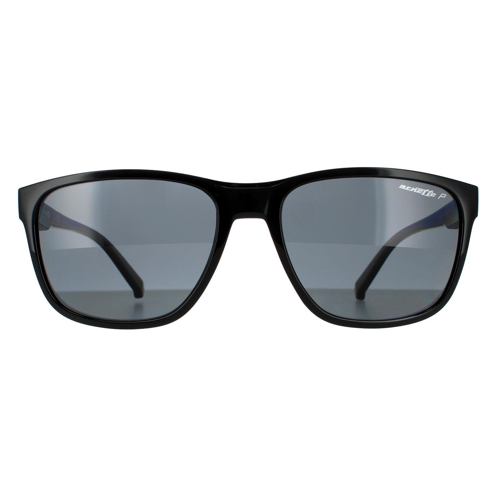Прямоугольные блестящие черные темно-серые поляризованные солнцезащитные очки Arnette, черный
