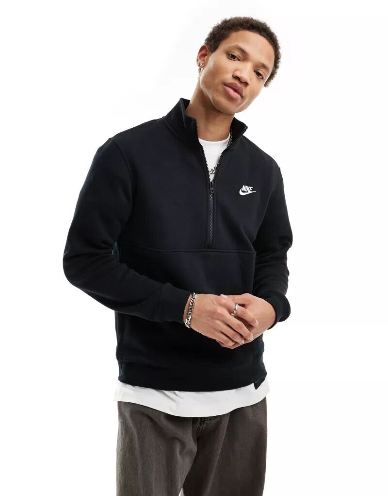 

Черная толстовка с молнией 1/4 Nike Club