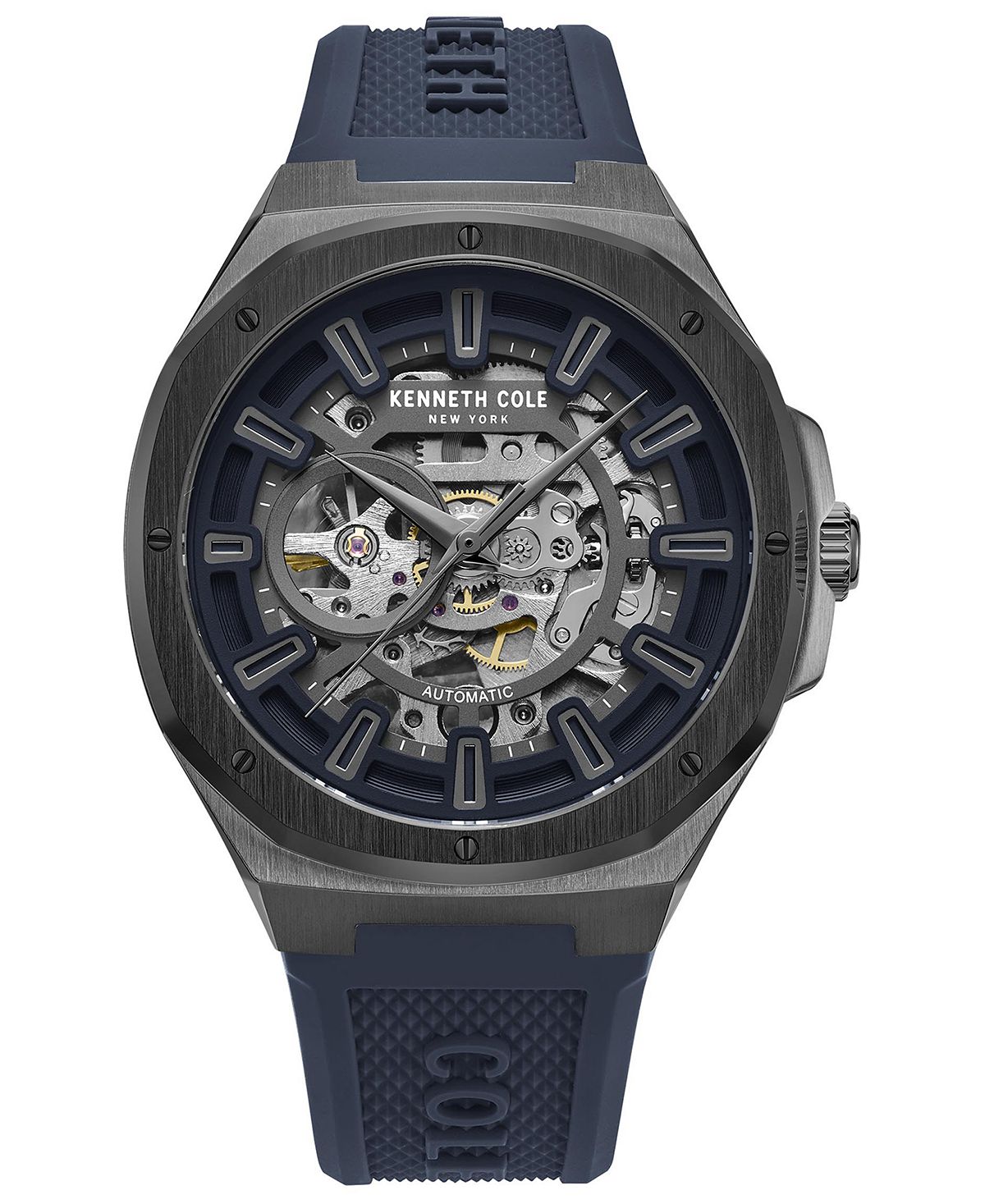 

Мужские автоматические часы с синим силиконовым ремешком, 44 мм Kenneth Cole