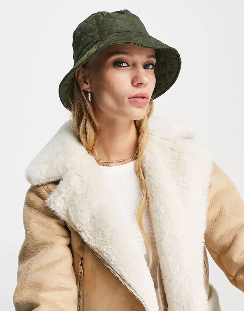 

Стеганая Панама Elle цвета хаки