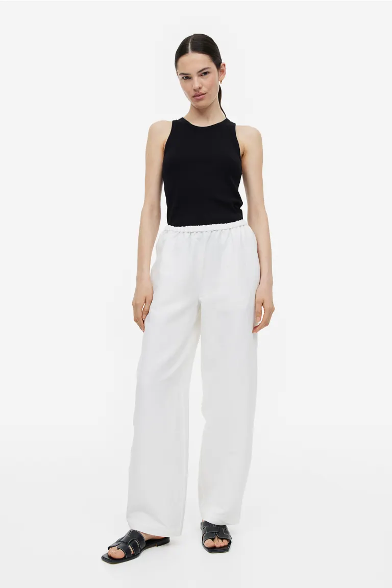 

Брюки из смесового шелка H&M, белый