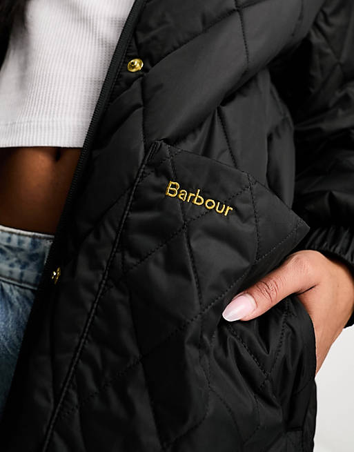 

Черная стеганая длинная куртка на пуговицах Barbour Marsett