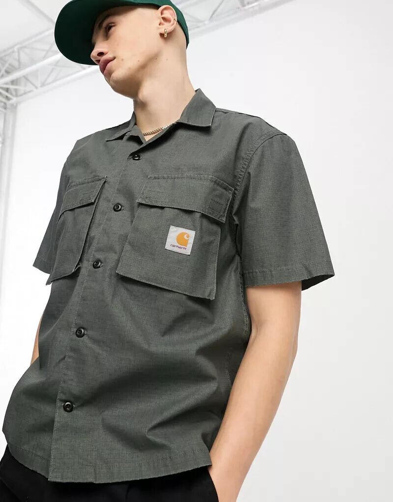 

Зеленая рубашка с короткими рукавами Carhartt WIP Wynton