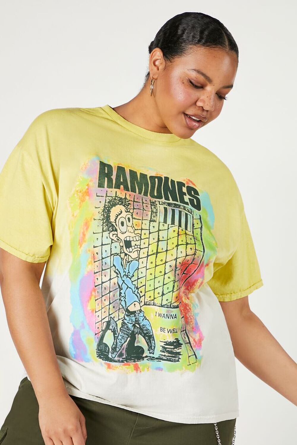 

Футболка Ramones с графическим рисунком большого размера Forever 21, белый