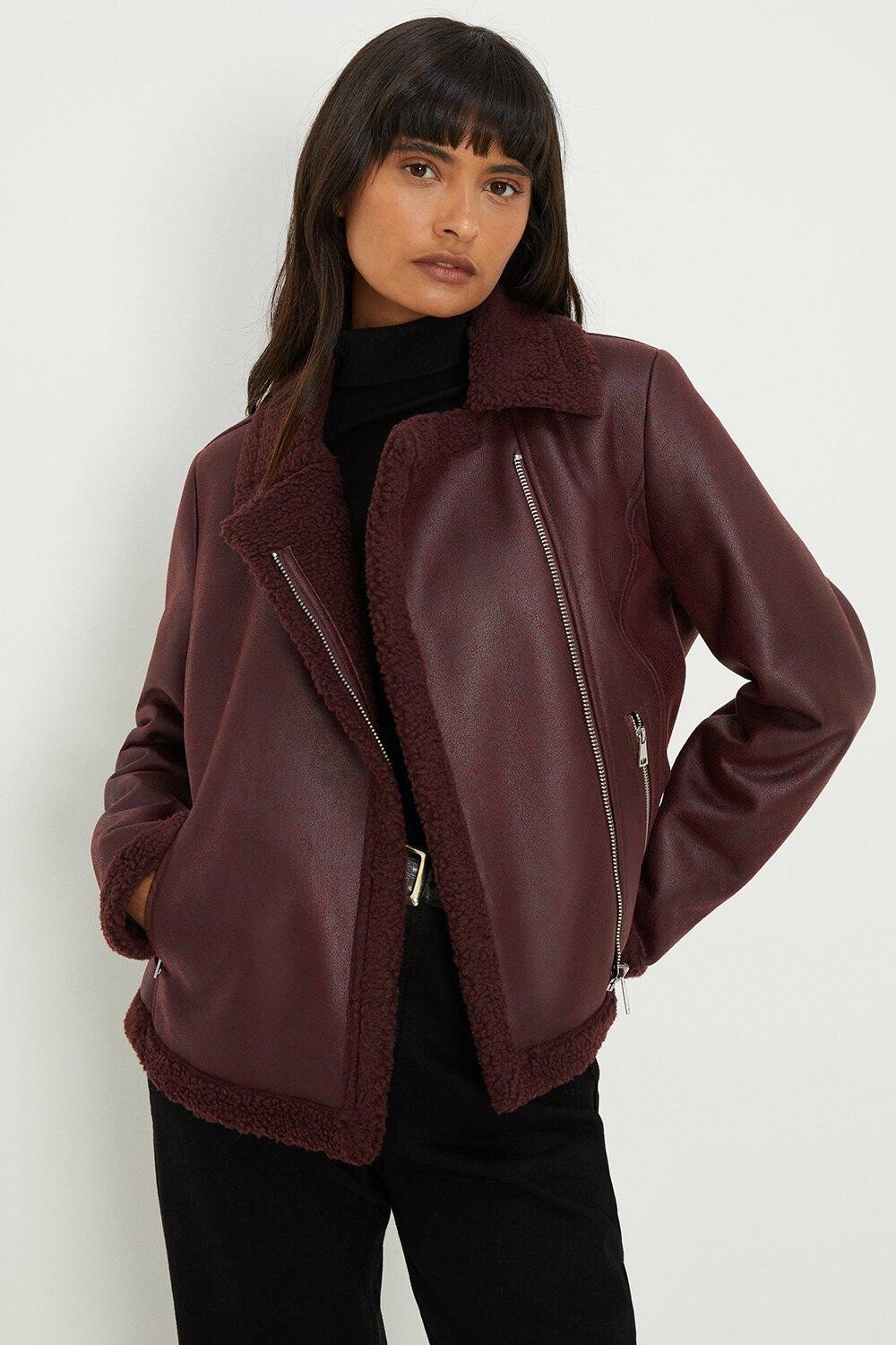 

Короткая короткая дубленка-авиатор Dorothy Perkins, красный