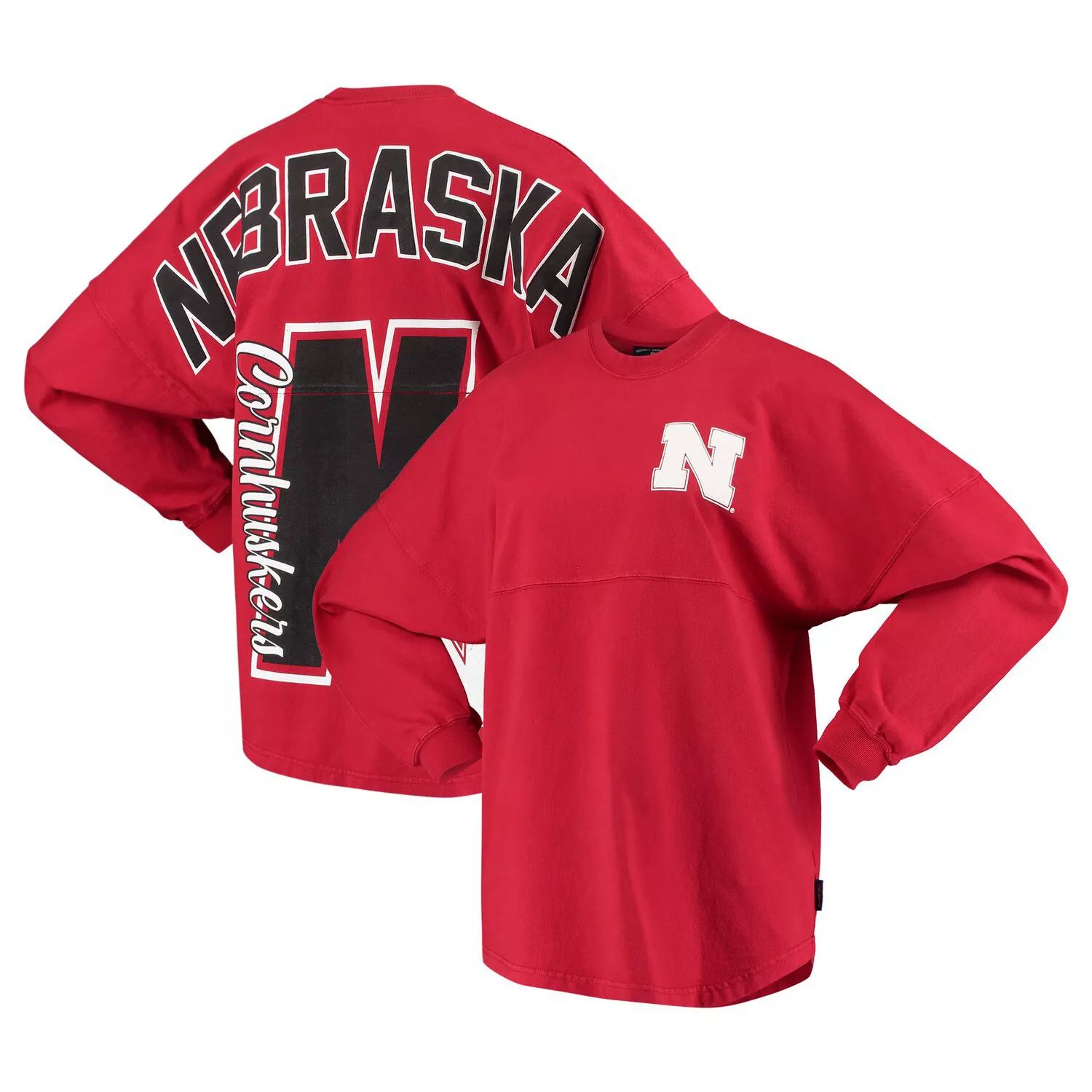 

Женская трикотажная футболка Scarlet Nebraska Huskers Loud n Proud Spirit