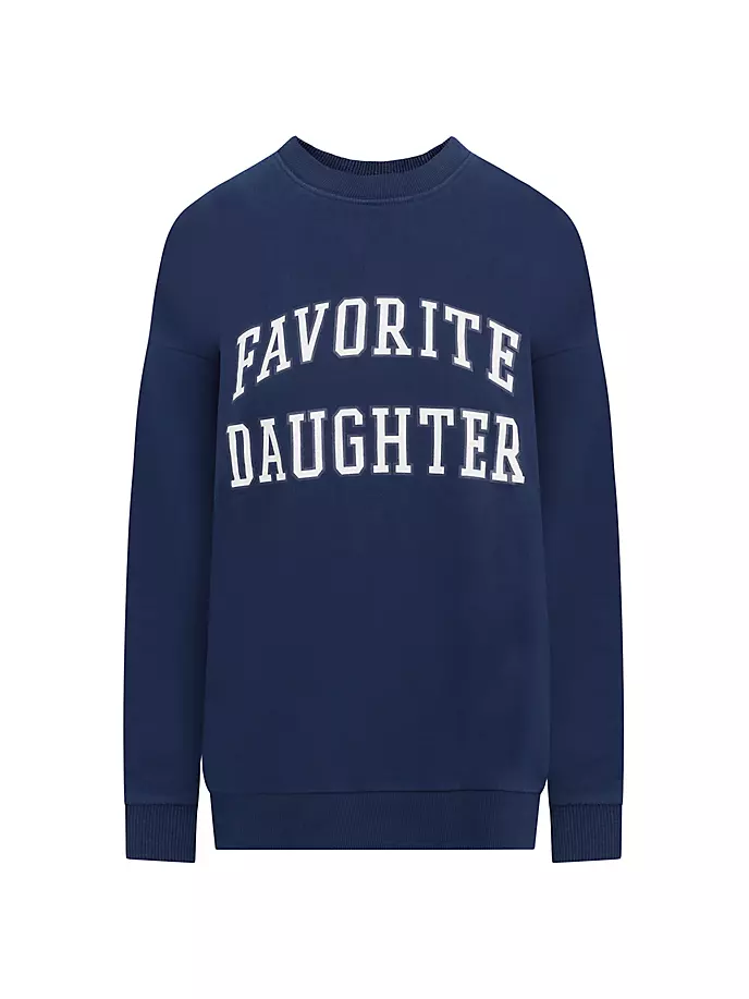 

Большая хлопковый толстовка с логотипом Collegiate Favorite Daughter, темно-синий