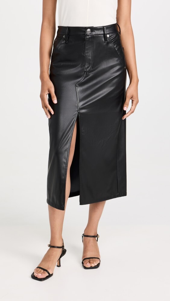 

Юбка Rag & Bone Sid Faux Leather Midi, черный