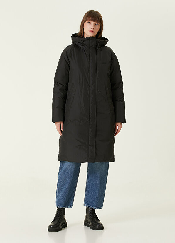 

Черное длинное пальто-пуховик Msgm, Черный