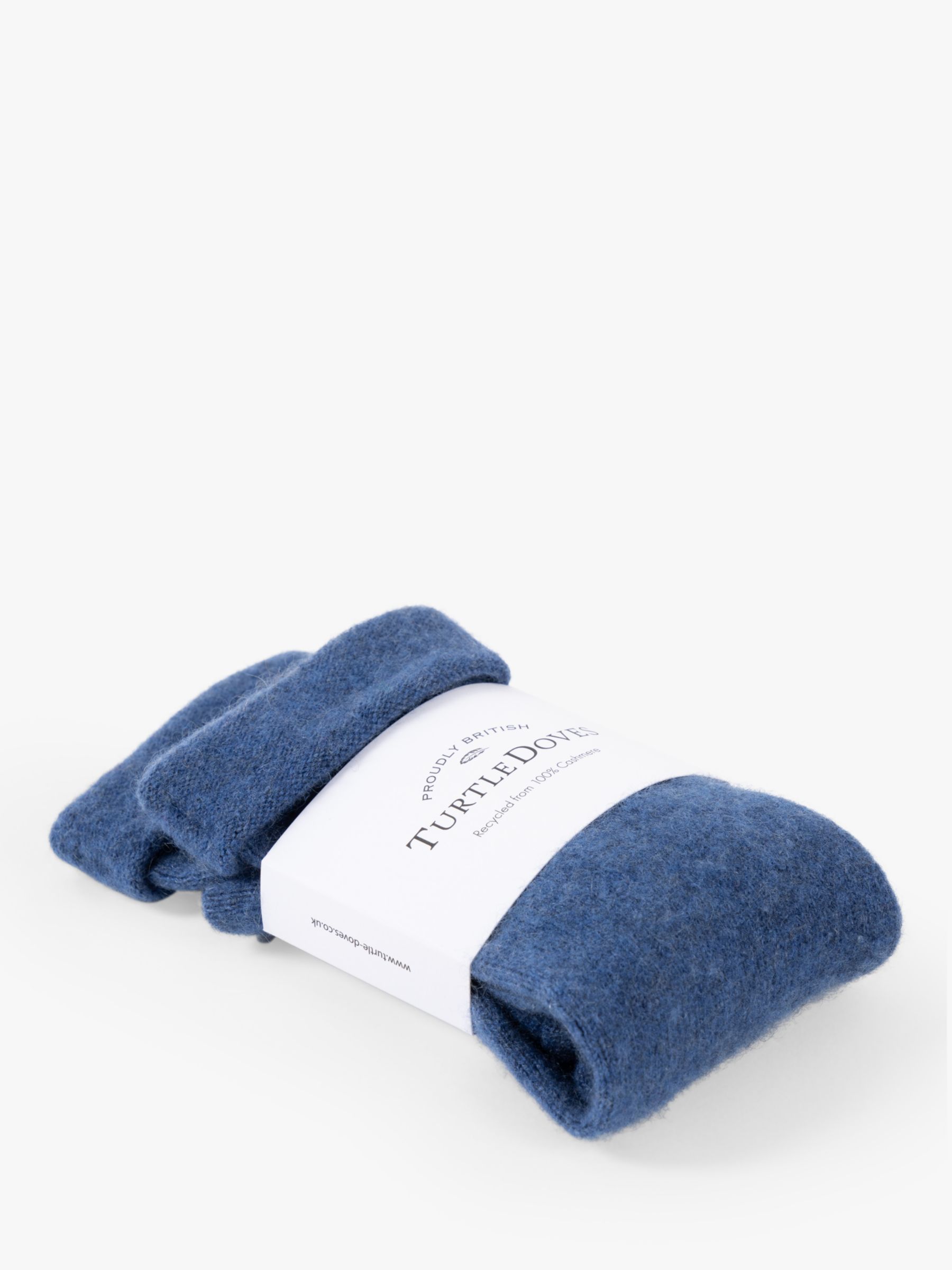Перчатки без пальцев из переработанного кашемира из коллаборации с Turtle Doves Celtic & Co., джинсовая ткань