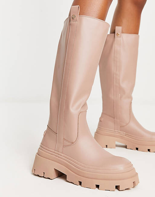 

Светло-бежевые резиновые сапоги до колена River Island, Бежевый