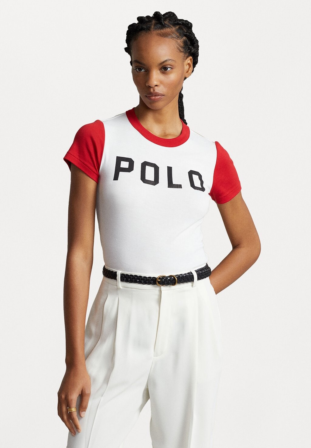 

Футболка с принтом Polo Ralph Lauren, белый/красный