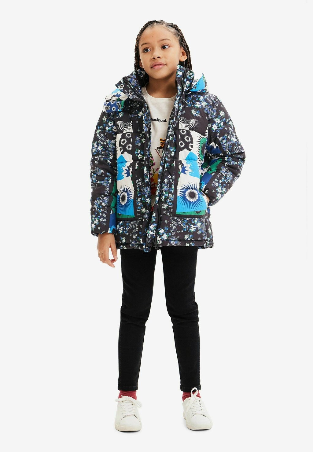 

Зимнее пальто Patchwork Padded Desigual, цвет blue denim