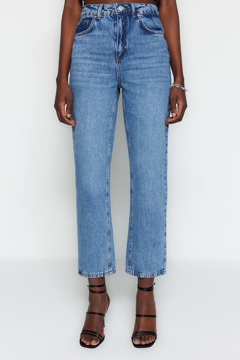 Прямые джинсы выше щиколотки Trendyol, синий прямые джинсы 501 выше щиколотки levi s индиго