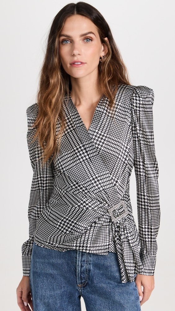 

Блуза L'AGENCE Bensen Wrap with Buckle, слоновая кость