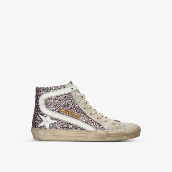 

Высокие замшевые кроссовки Slide с блестками Golden Goose, сиреневый, Розовый
