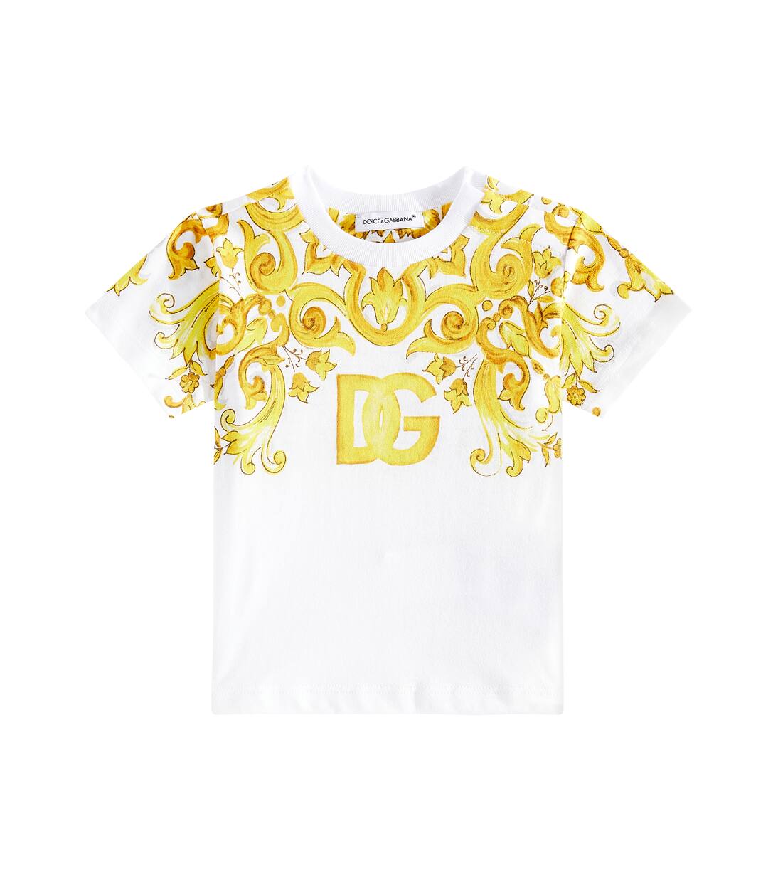 

Футболка из хлопкового джерси с логотипом Baby Majolica Dolce&Gabbana Kids, цвет mix maiolica giallo =