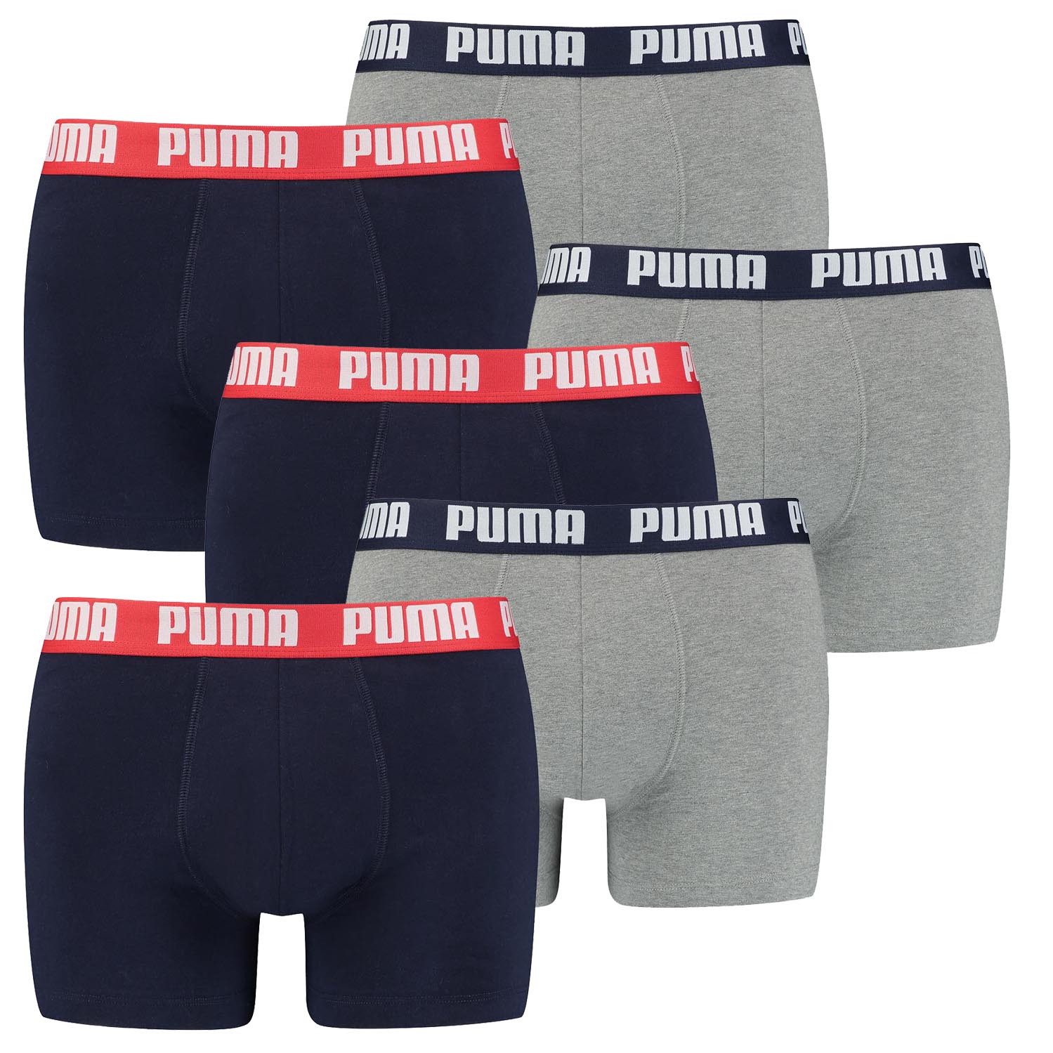 Боксеры Puma Boxershorts PUMA BASIC BOXER 6P, цвет 036 - Blue / Grey Melange