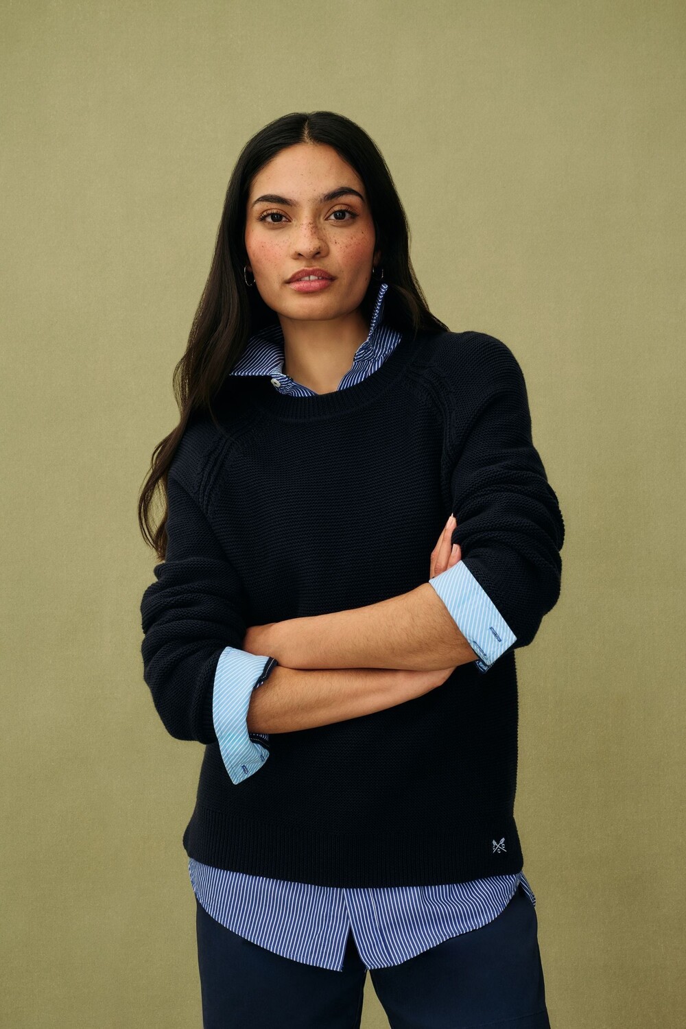 

Джемпер из хлопка с фактурной строчкой Crew Clothing Crew Clothing Company, синий