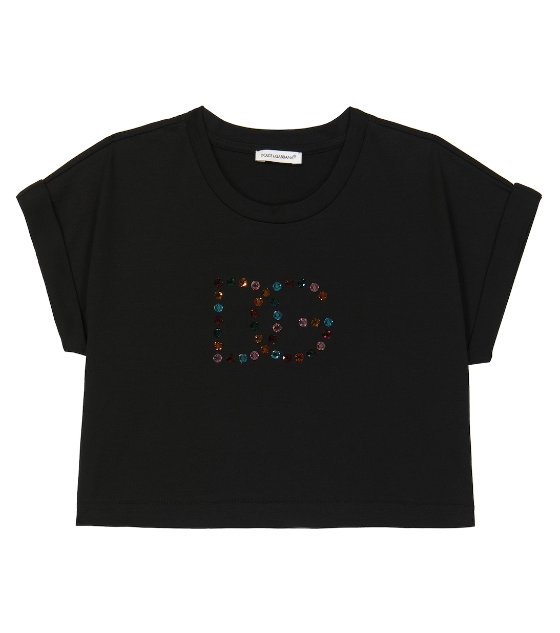 Украшенная хлопковая футболка Dolce&Gabbana, черный