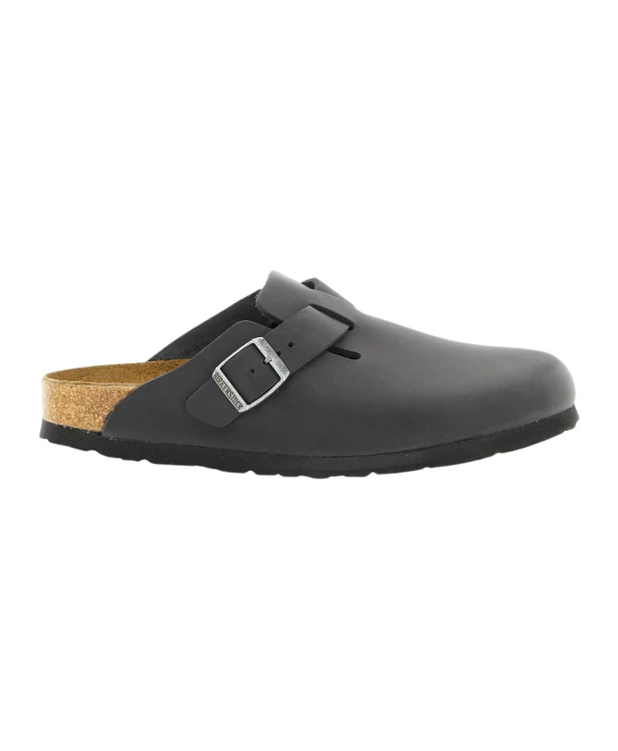 

Узкие бостонские сабо из промасленного нубука. Birkenstock, черный