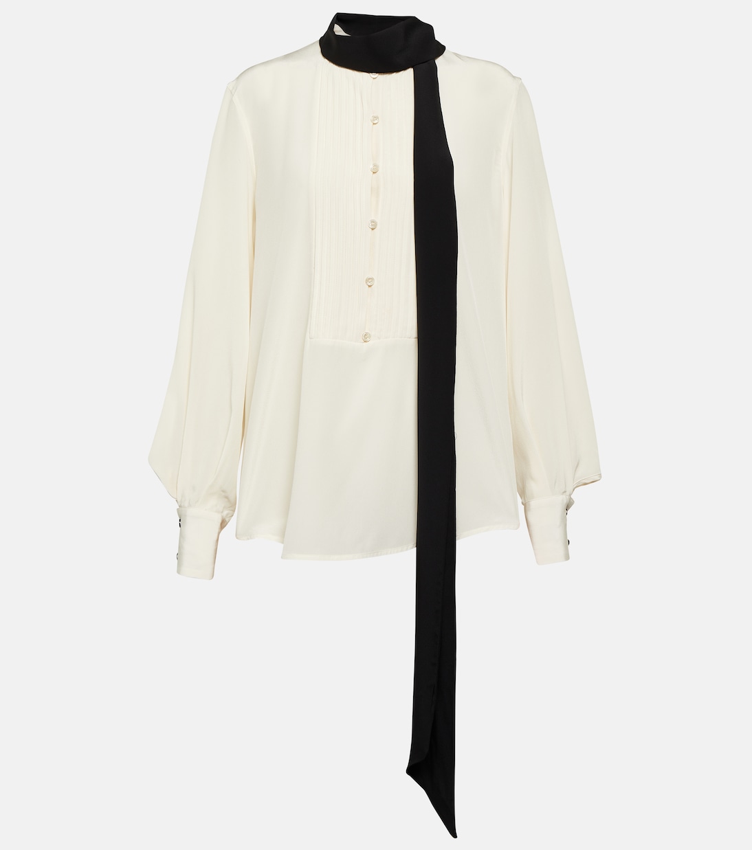 Шелковая блузка с завязками на воротнике Victoria Beckham, белый