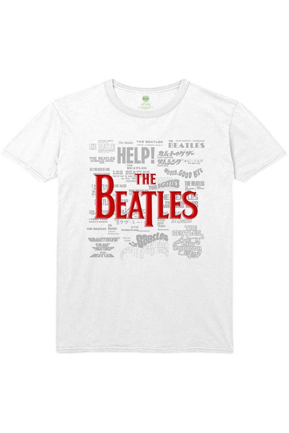 Хлопковая футболка с логотипом Titles The Beatles, белый цена и фото