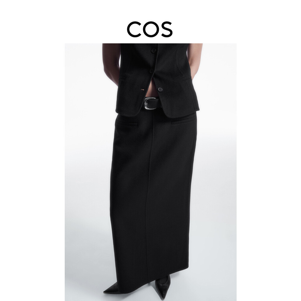 

Юбка-карандаш Cos из смешанной шерсти, черный