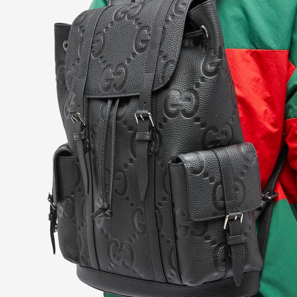 

Кожаный рюкзак Gucci с тиснением GG, черный