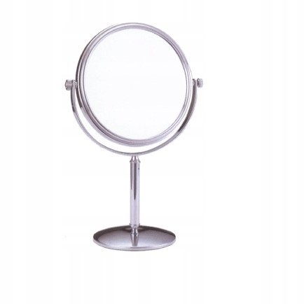 Металлическое круглое косметическое зеркало на стойке Deni Carte, серебро