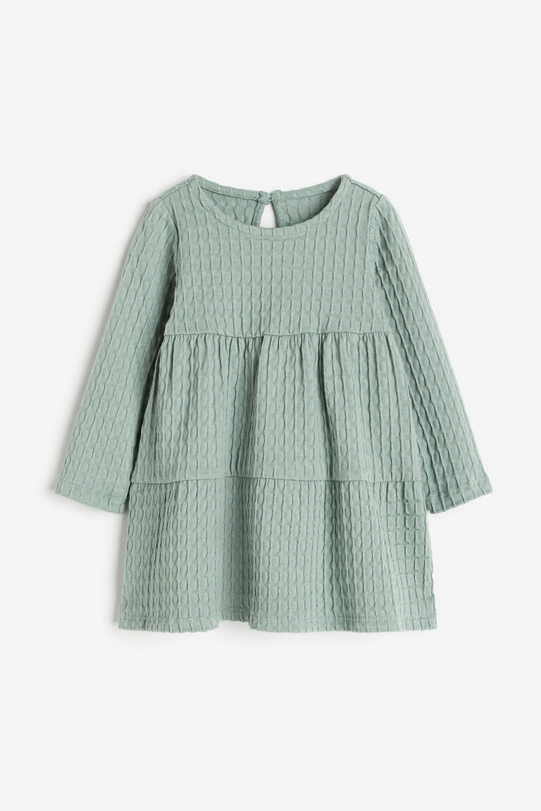 Платье из хлопкового джерси H&M, зеленый платье из хлопкового джерси h